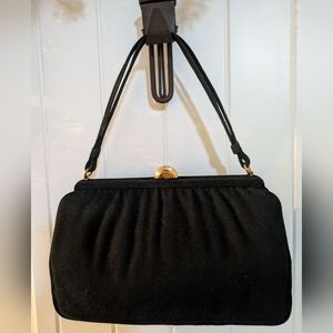 Vintage 50s Original Coblentz Black Perma Suede Evening Bag